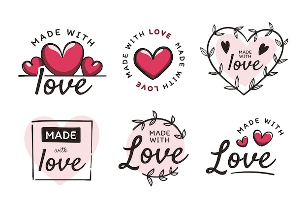 Free Vector made with love label collection flat design