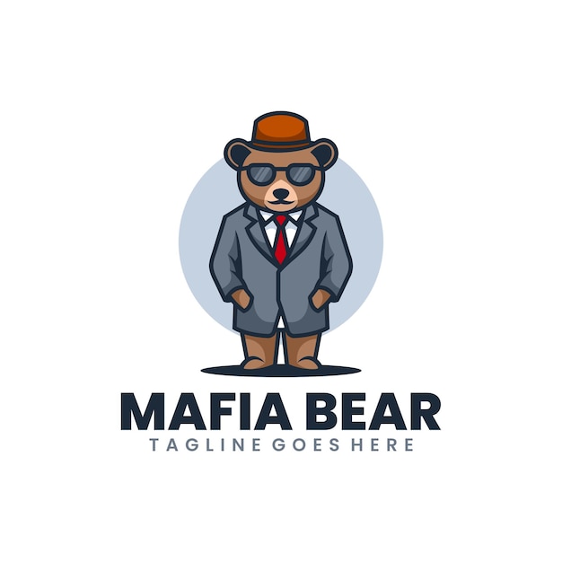 Free Vector mafia bear mascot logo design