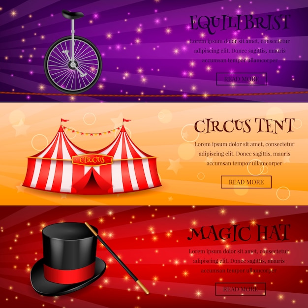 Free Vector magic circus banners collection