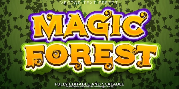 Magic forest text effect editable fantasy and cartoon text style