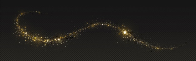 Free vector magic gold dust trail with star shaped sparkles