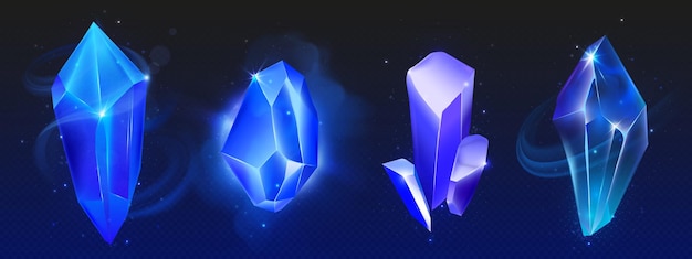 Free vector magic neon glowing blue gem stone crystal