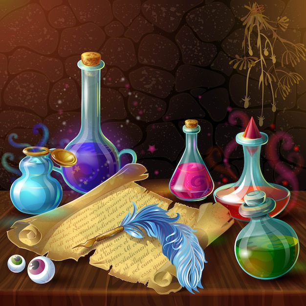 Magic Potion Jars Composition