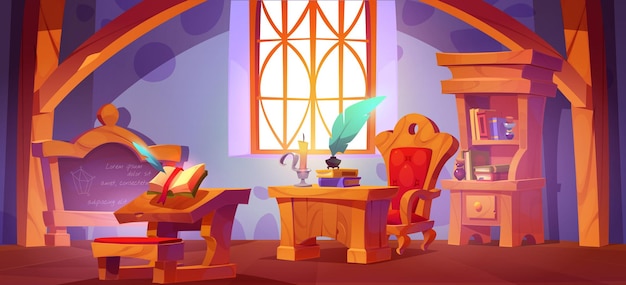 Free Vector magic school classroom interior