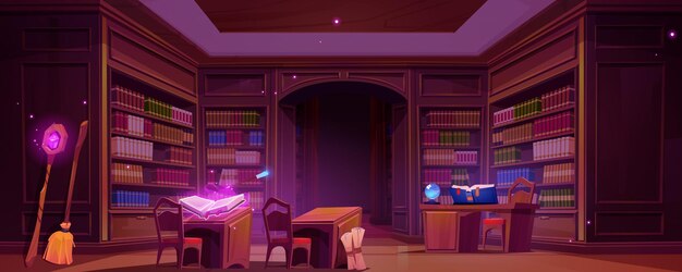 Magic school library interior