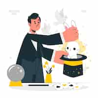 Free vector magic trick concept illustration