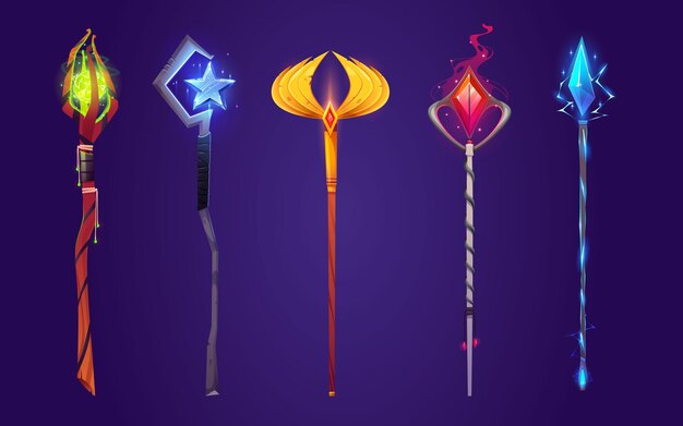 Magic vector staff wizard game fantasy stick