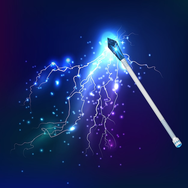 Free vector magic wand with electric discharge effect