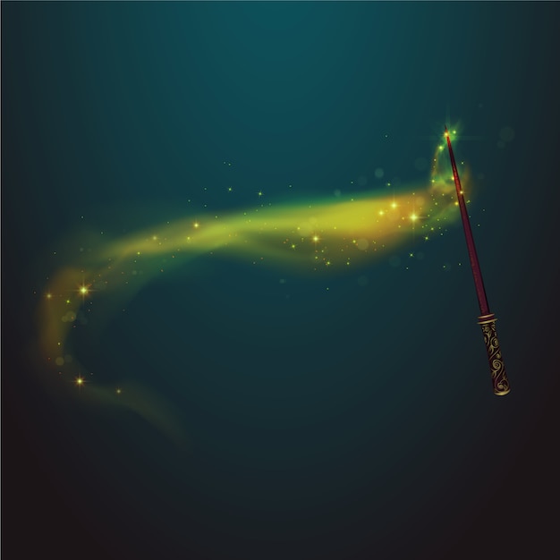 Free Vector magic wand with yellow trail background