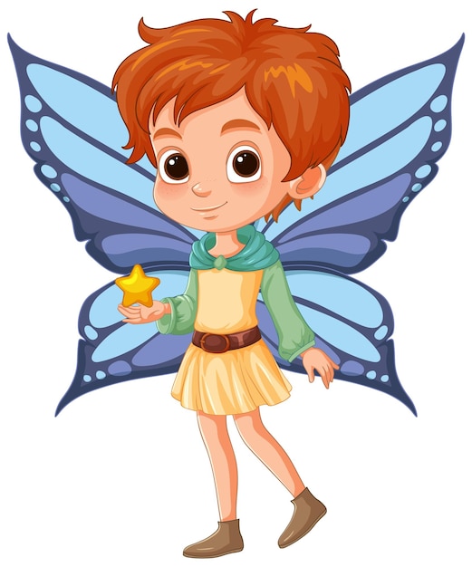 Free Vector magical fairy child holding a star