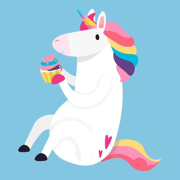 Magical rainbow unicorn illustration vector