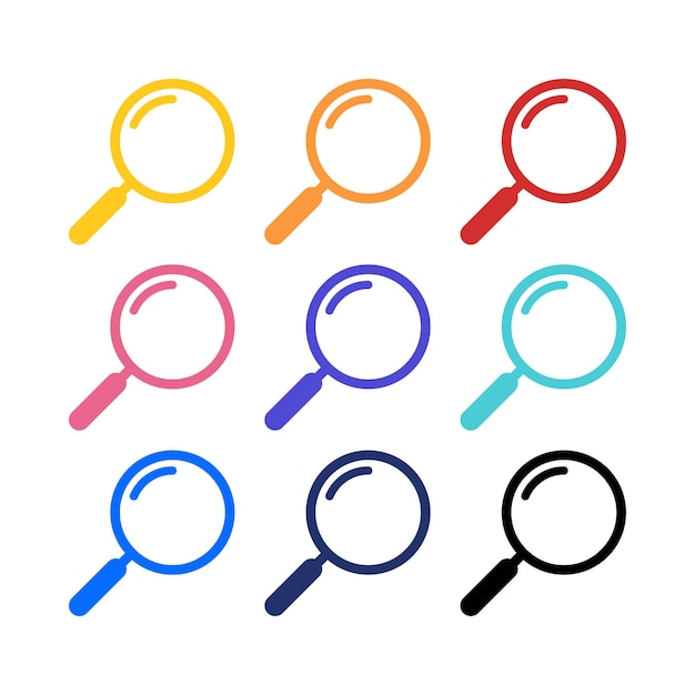 Free Vector magnifying glass multiple colours set