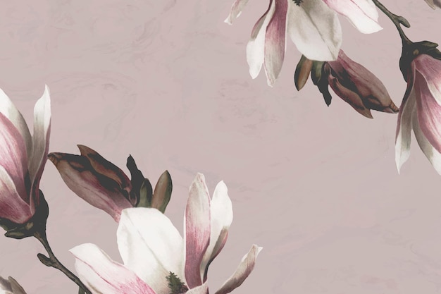 Free Vector magnolia border on beige background