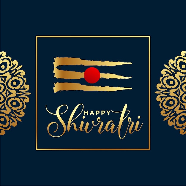 Free vector maha shivratri cultural background with golden shiv tilak