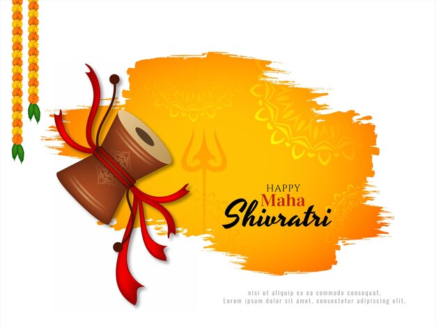 Maha Shivratri festival greeting card with damroo design