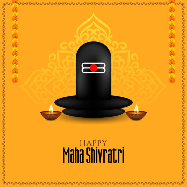 Maha Shivratri festival greeting card with shiv linga idol design