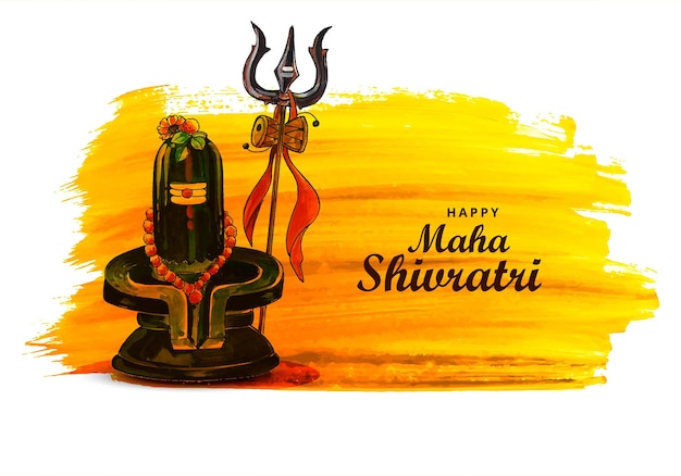 Free vector maha shivratri festival with shiv ling holiday card background