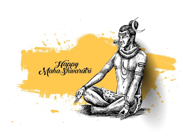 Free vector maha shivratri - happy nag panchami  lord shiva - poster, hand drawn sketch vector illustration.