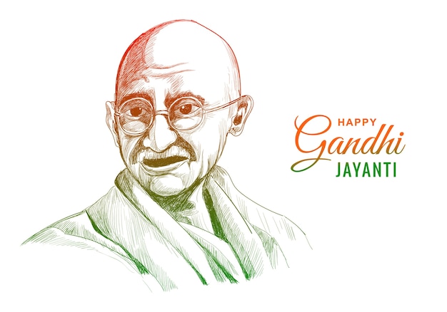 Mahatma Gandhi for gandhi jayanti on white