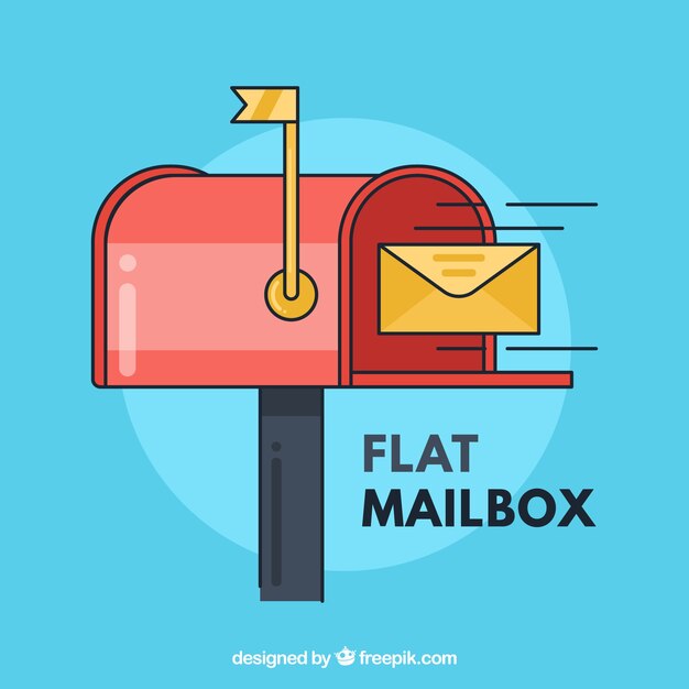 Mailbox background and yellow envelope in flat design