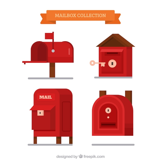  mailboxes set of different shape in flat design