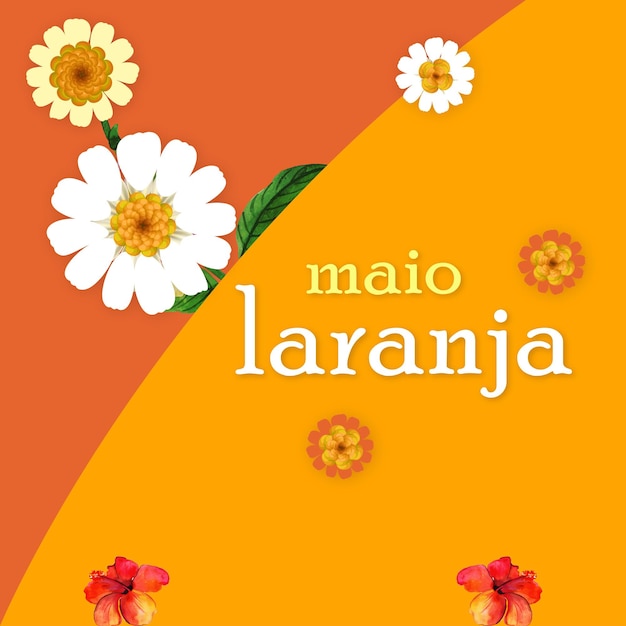 Free Vector maio laranja orange red white flowers background social media design banner free vector