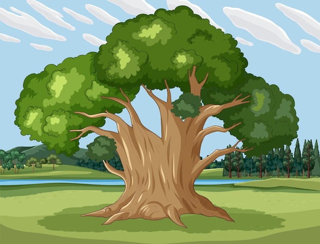 Free Vector majestic tree in serene landscape