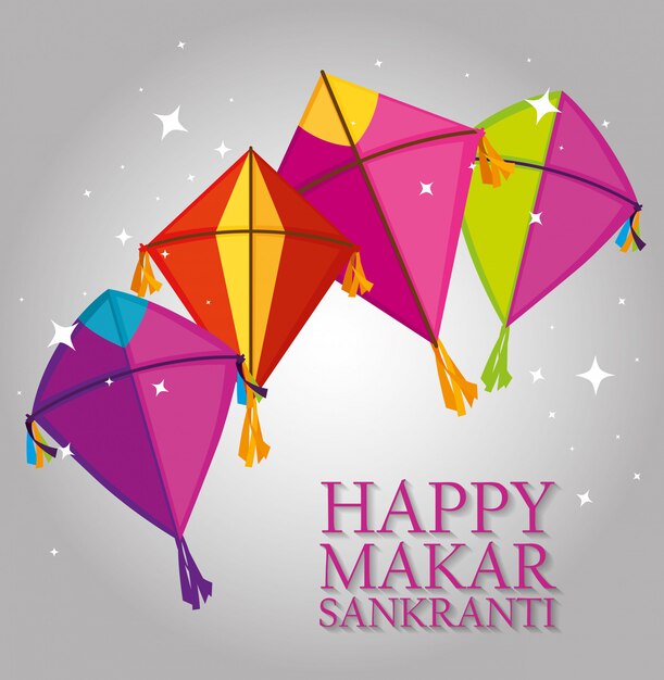 makar sankranki illustration with kites