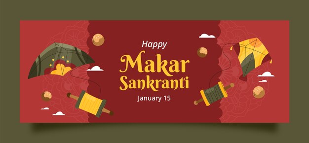 Free Vector makar sankranti celebration social media cover template