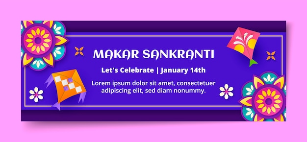 Free Vector makar sankranti celebration social media cover template