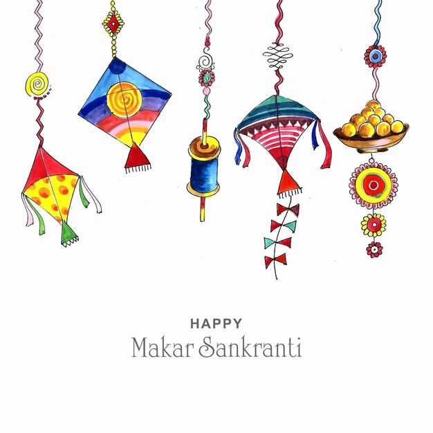 Makar sankranti celebration with colorful kites design