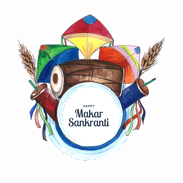 Makar Sankranti greeting card holiday background