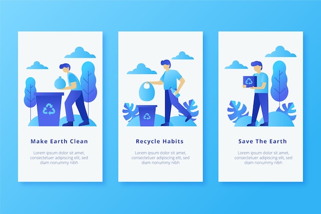 Make earth cleaner mobile app screens