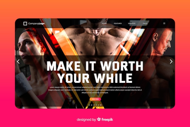 Free Vector make it worth sport landing page