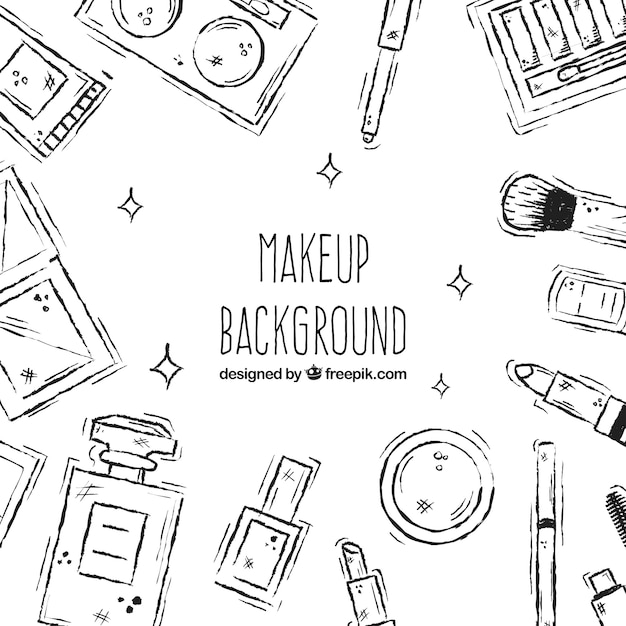 Free Vector make up background with sketchy style