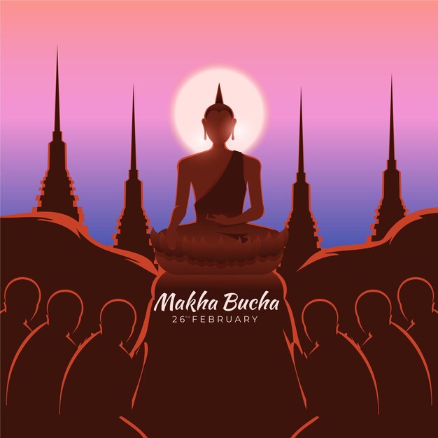 Makha bucha day illustration