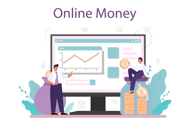 Free Vector making money online service or platform idea of business development and investment commerce activity progress and profit incomes online money vector illustration in cartoon style