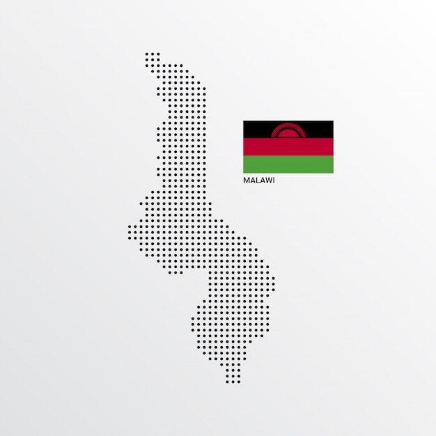 Free Vector malawi map design with flag and light background vector 