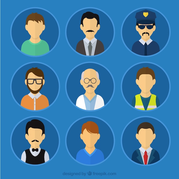 Free Vector male avatars of professions