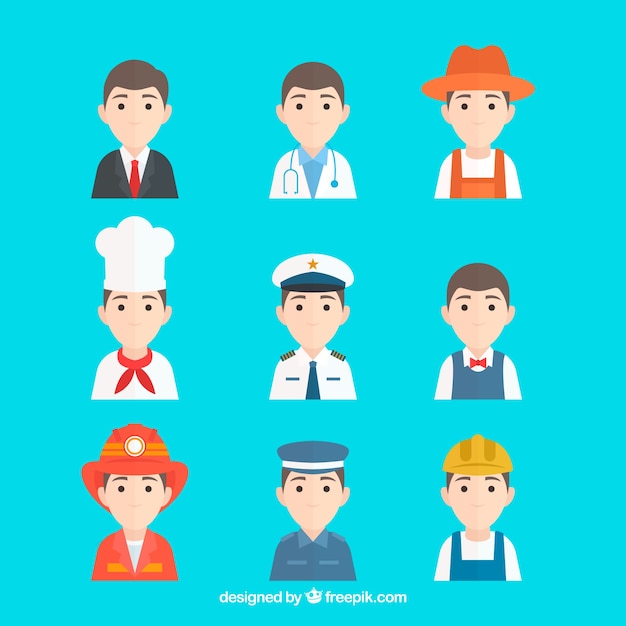 Free vector male avatars with lovely style