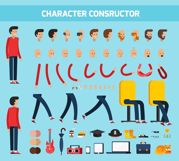 Male Character Constructor Flat Composition