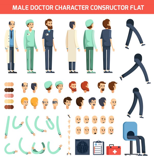 Male Doctor Character Constructor Flat