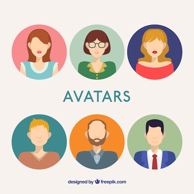 Free vector male and female avatars in flat design