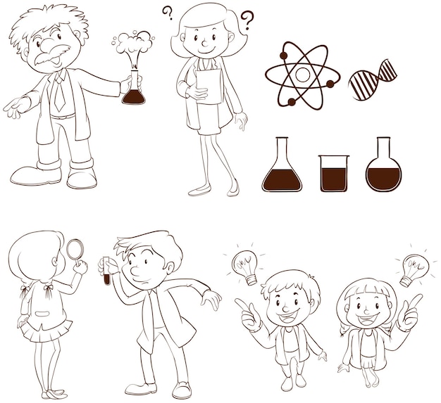 Free vector male and female scientists