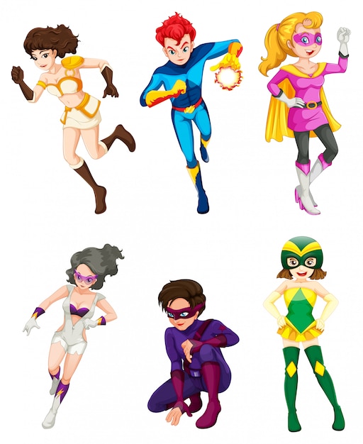 Free vector a male and female superheroes