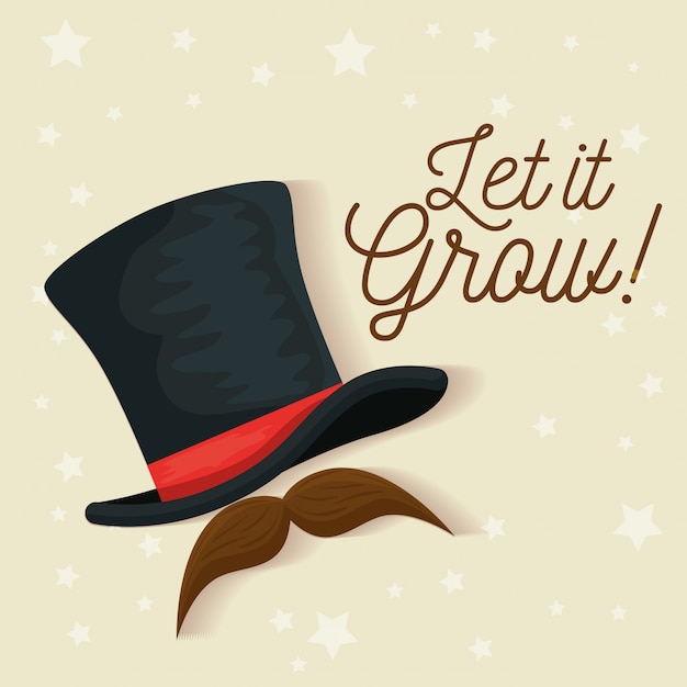 Male hat with mustache Movember illustration 