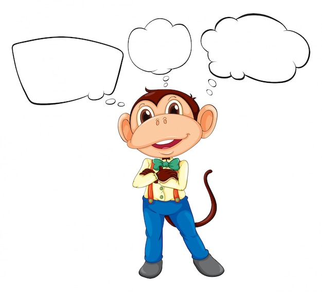 Free vector a male monkey with blank callouts