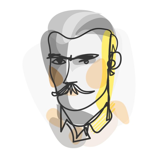 Male portrait in flat design art style