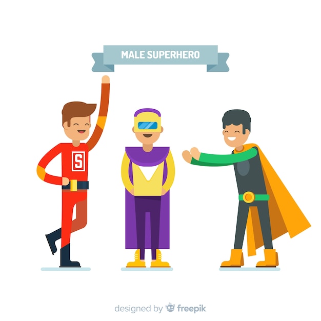 Free Vector male superhero characters