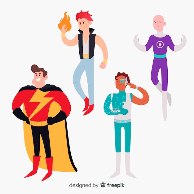 Free Vector male superhero collectio